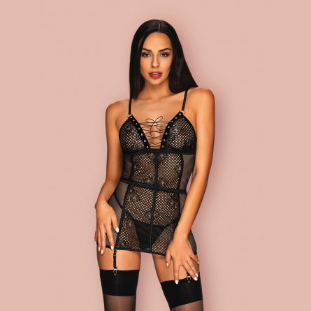 CAMISA DE NOITE E TANGA BASITTA OBSESSIVE PRETA - Image 6